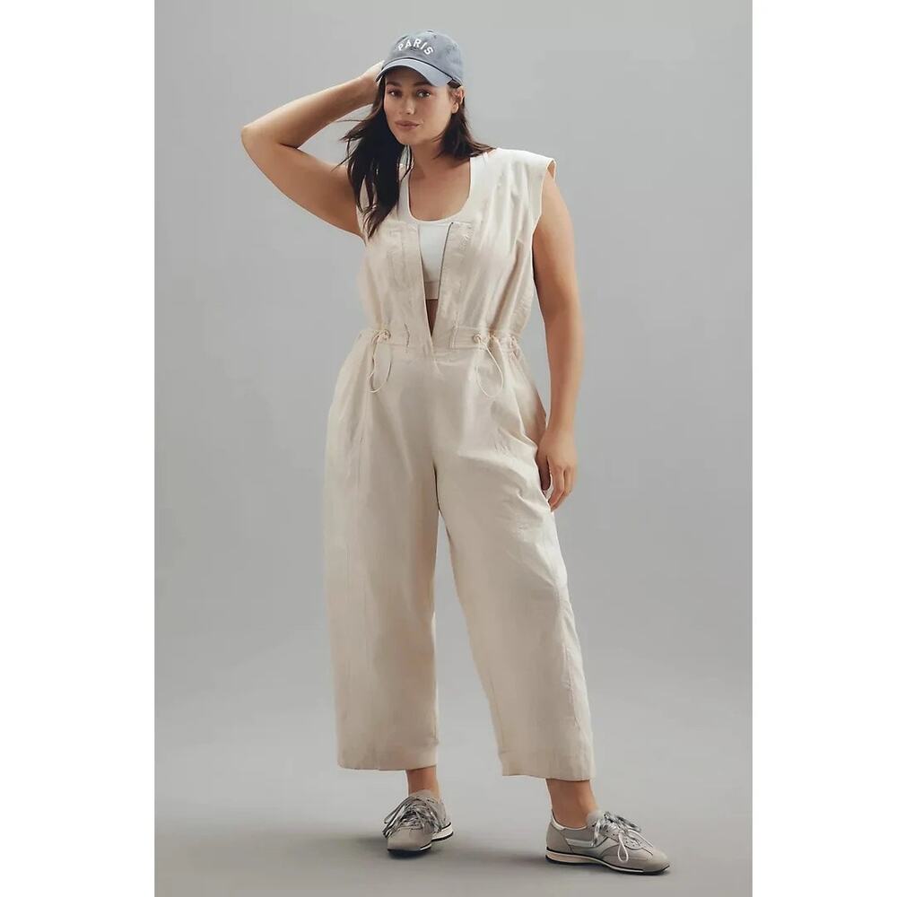 Daily Practice Anthropologie Womens 3X Soller Drawstring Jumpsuit Athleisure